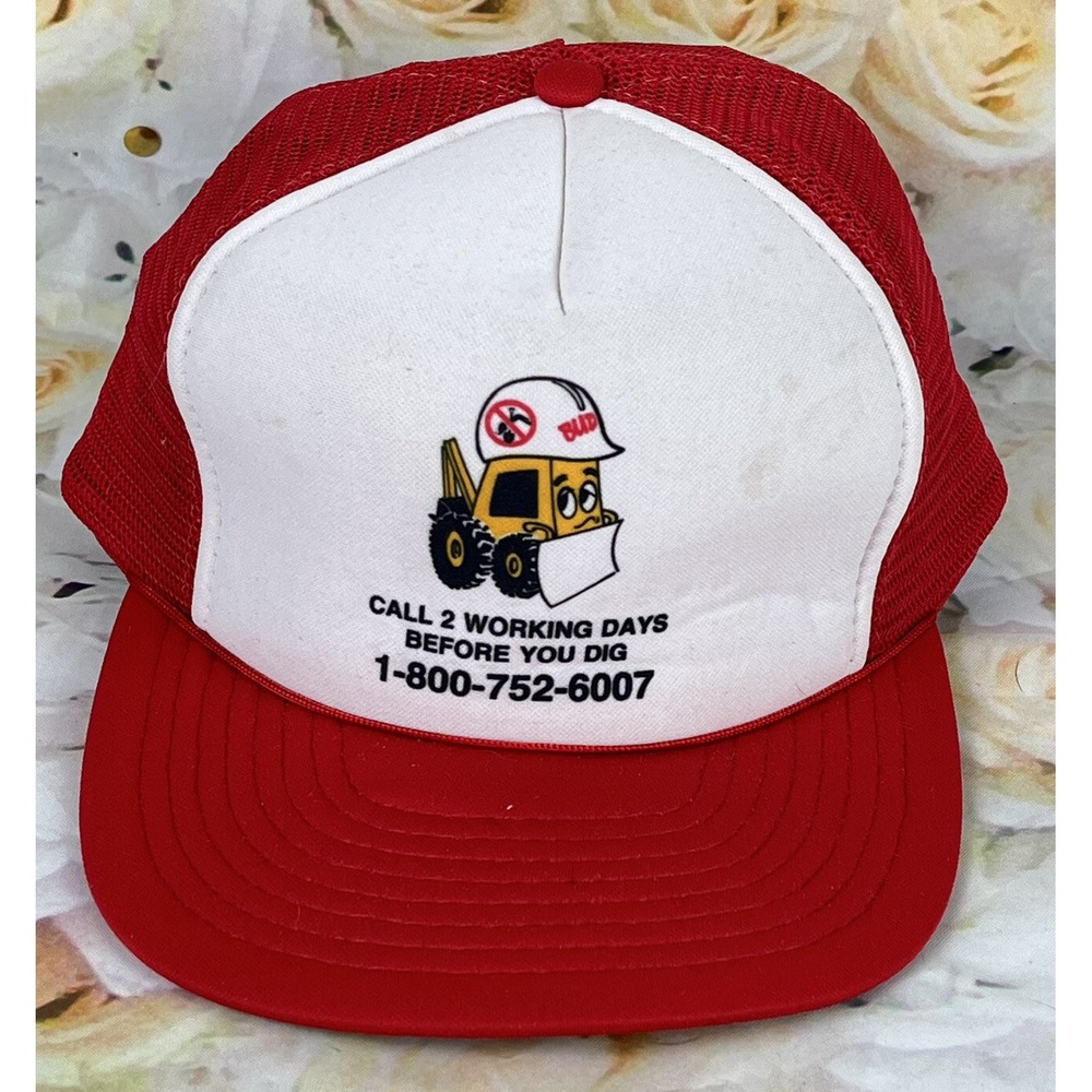 BULLDOZER Construction Snapback Trucker Hat Call Before You Dig Mesh SPEEDWAY